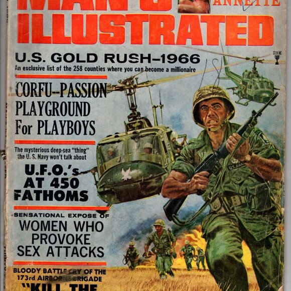Mans Illustrated March 1966 Vintage Magazine U.S. Gold Rush Corfu Passion UFOs - Picture 1 of 2